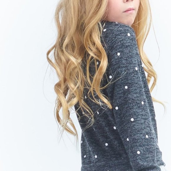 Kids Polkadot Solid Woven Top w/ Pleated Hem - Picture 5 of 5